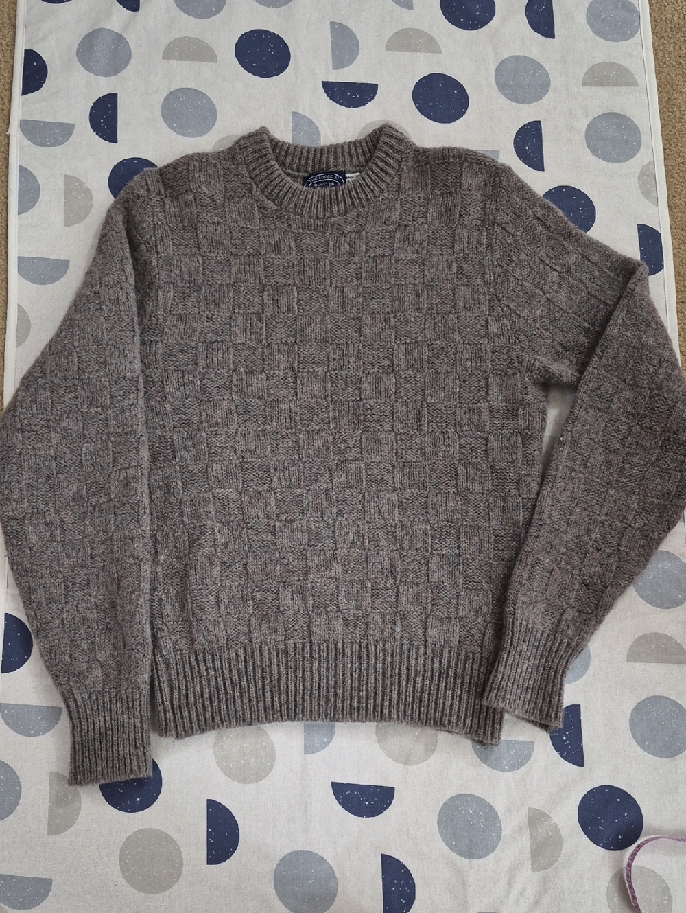 Collegiate Wool Blend Crewneck Cable Knit Sweater Size L - Picture 1 of 7